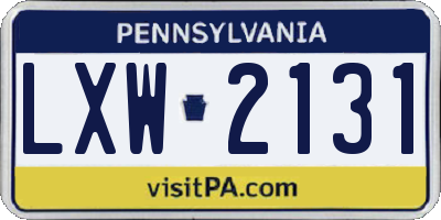 PA license plate LXW2131