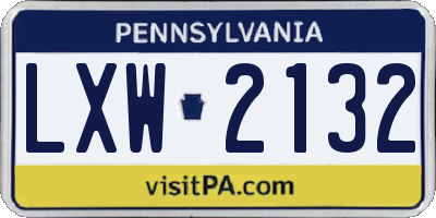 PA license plate LXW2132