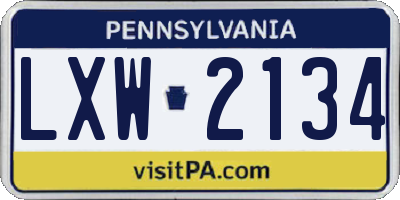 PA license plate LXW2134