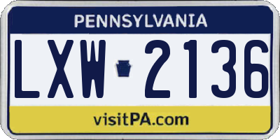PA license plate LXW2136