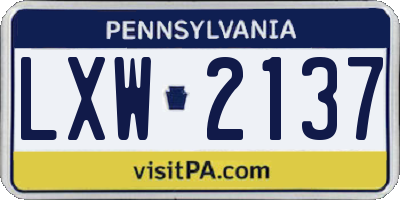 PA license plate LXW2137