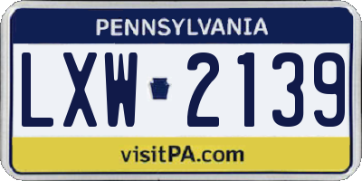 PA license plate LXW2139
