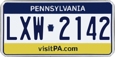 PA license plate LXW2142