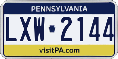 PA license plate LXW2144