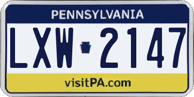 PA license plate LXW2147
