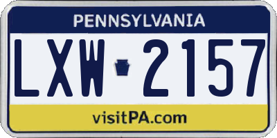 PA license plate LXW2157