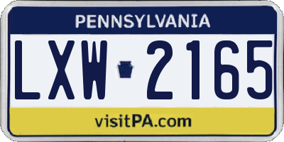 PA license plate LXW2165