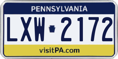 PA license plate LXW2172