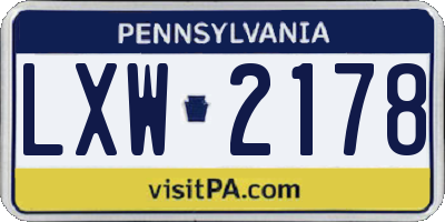 PA license plate LXW2178