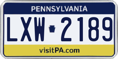 PA license plate LXW2189