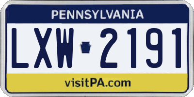 PA license plate LXW2191