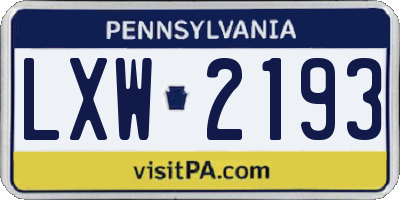 PA license plate LXW2193