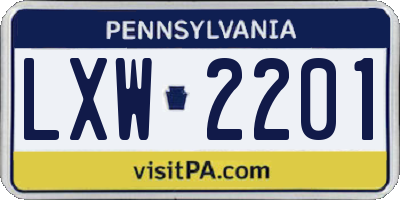 PA license plate LXW2201