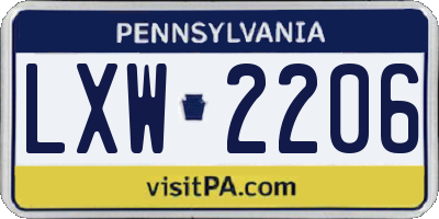 PA license plate LXW2206
