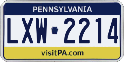 PA license plate LXW2214
