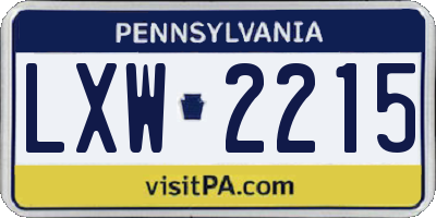 PA license plate LXW2215