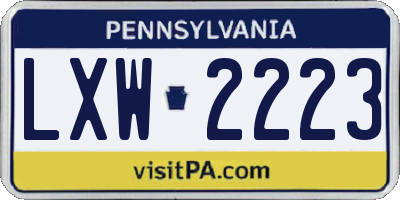 PA license plate LXW2223