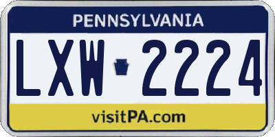 PA license plate LXW2224