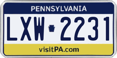 PA license plate LXW2231