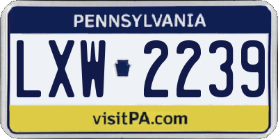 PA license plate LXW2239