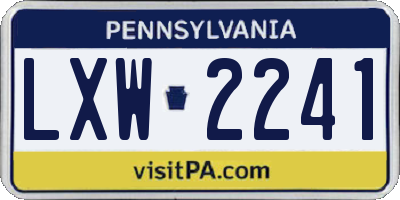 PA license plate LXW2241