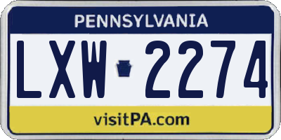 PA license plate LXW2274