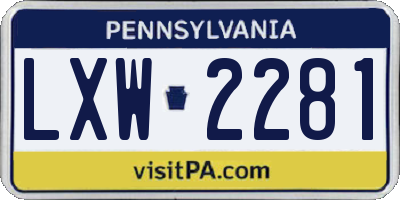 PA license plate LXW2281