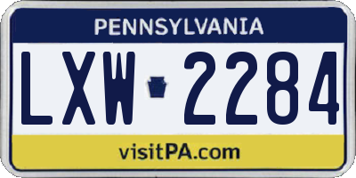 PA license plate LXW2284