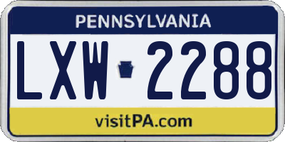 PA license plate LXW2288