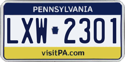 PA license plate LXW2301