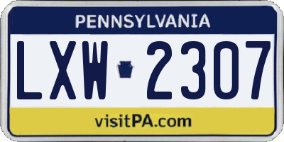 PA license plate LXW2307