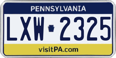 PA license plate LXW2325