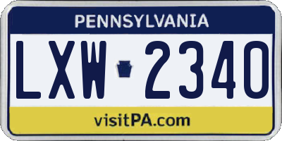 PA license plate LXW2340