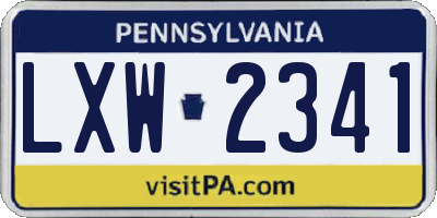 PA license plate LXW2341