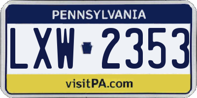 PA license plate LXW2353