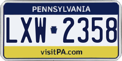 PA license plate LXW2358