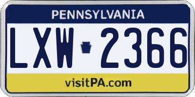 PA license plate LXW2366