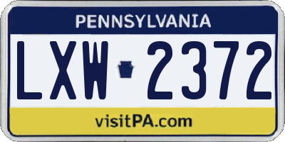 PA license plate LXW2372