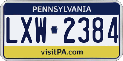 PA license plate LXW2384