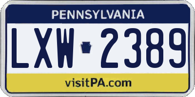 PA license plate LXW2389
