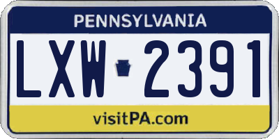 PA license plate LXW2391
