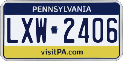 PA license plate LXW2406