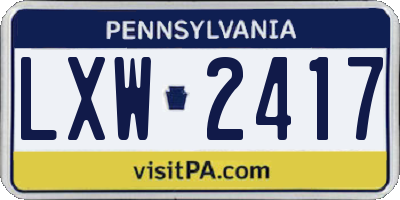 PA license plate LXW2417