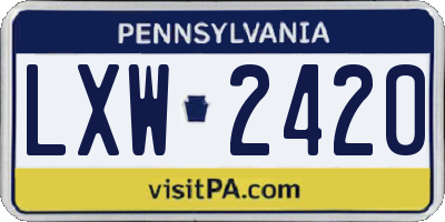 PA license plate LXW2420