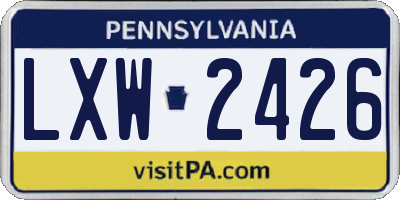 PA license plate LXW2426