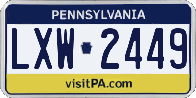 PA license plate LXW2449