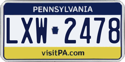 PA license plate LXW2478