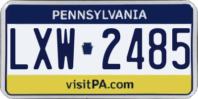 PA license plate LXW2485