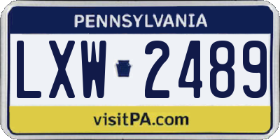 PA license plate LXW2489