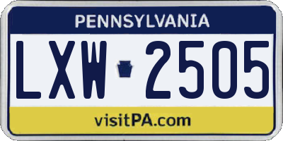 PA license plate LXW2505